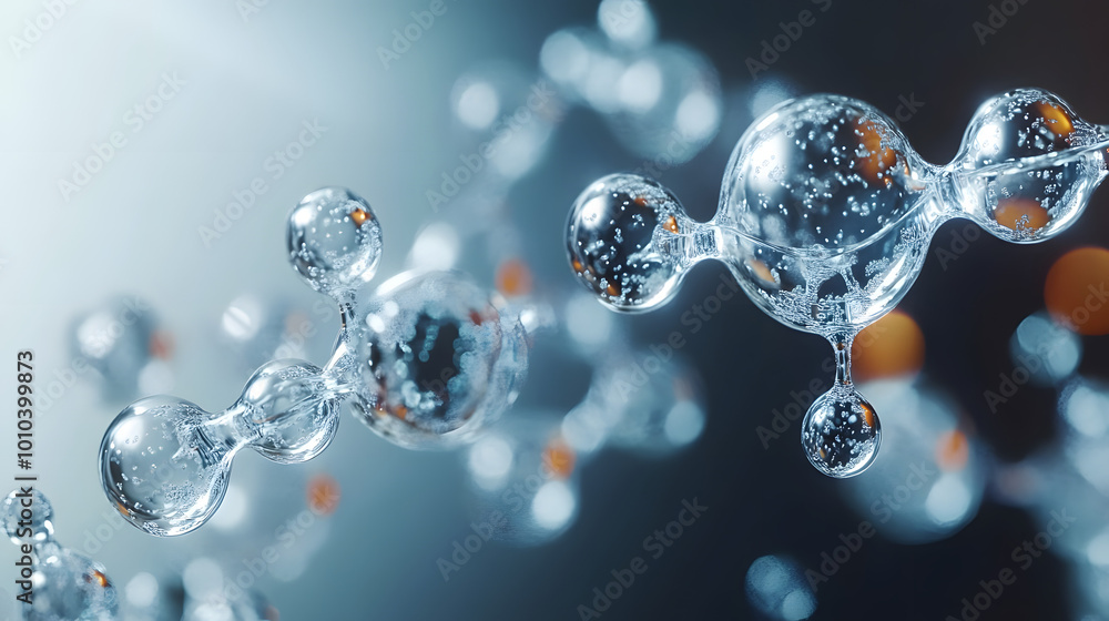Poster abstract molecular structure of water molecules. concept for science and chemistry with copy space