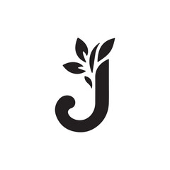 Letter J Logo Icon with Nature Touch - Sleek and Minimalist Silhouette Vector, Ideal for Branding Businesses Focused on Natural, Organic, and Eco-friendly Products or Sustainable Services.
