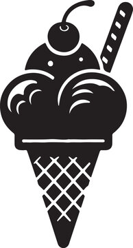 black ice cream cone with cherry clip art preview