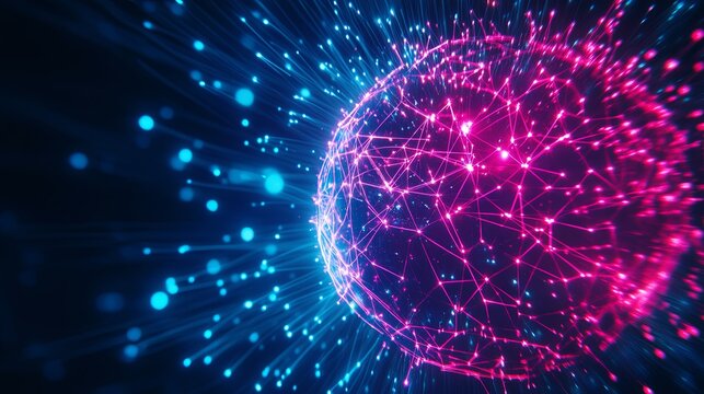 Abstract digital globe with vibrant network connections