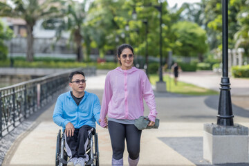 Outdoor Stroll with Wheelchair Companion