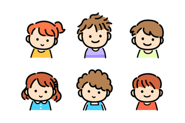 男の子、女の子、顔、表情、セット