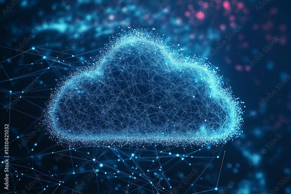 Poster data cloud storage network from line triangle