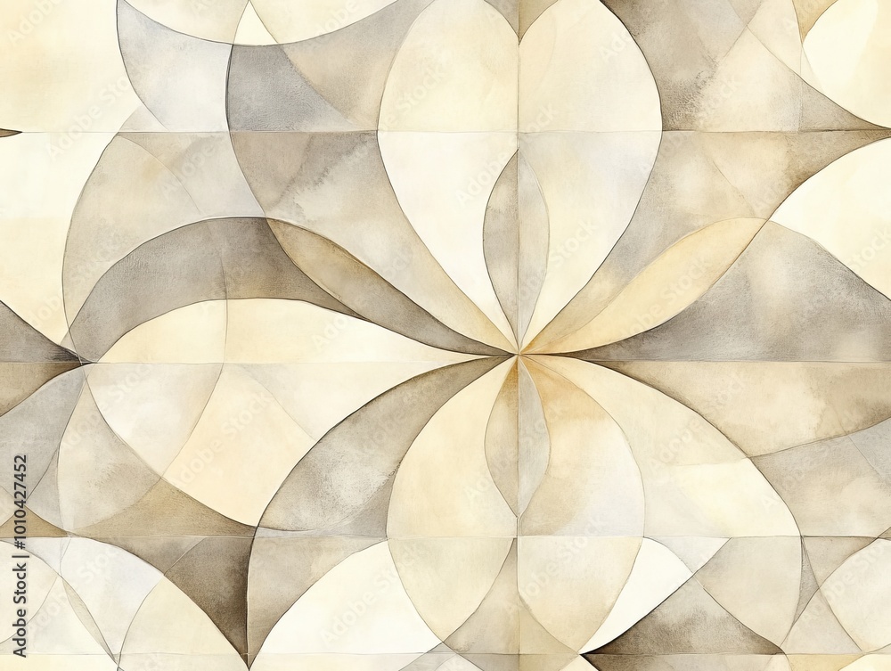 Poster seamless pattern of abstract watercolor pattern with overlapping shapes in earthy tones, perfect for
