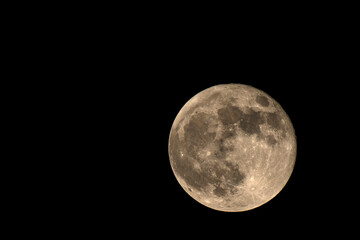 Close-up of Full Harvest Moon in September 2024 from Kolkata