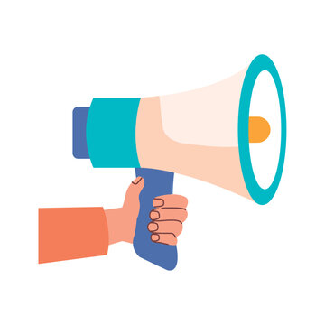 hand holding a megaphone for democracy
