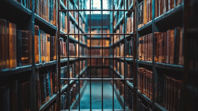 A library where educational inequality is the locked section, filled with forbidden books accessible only to a select few