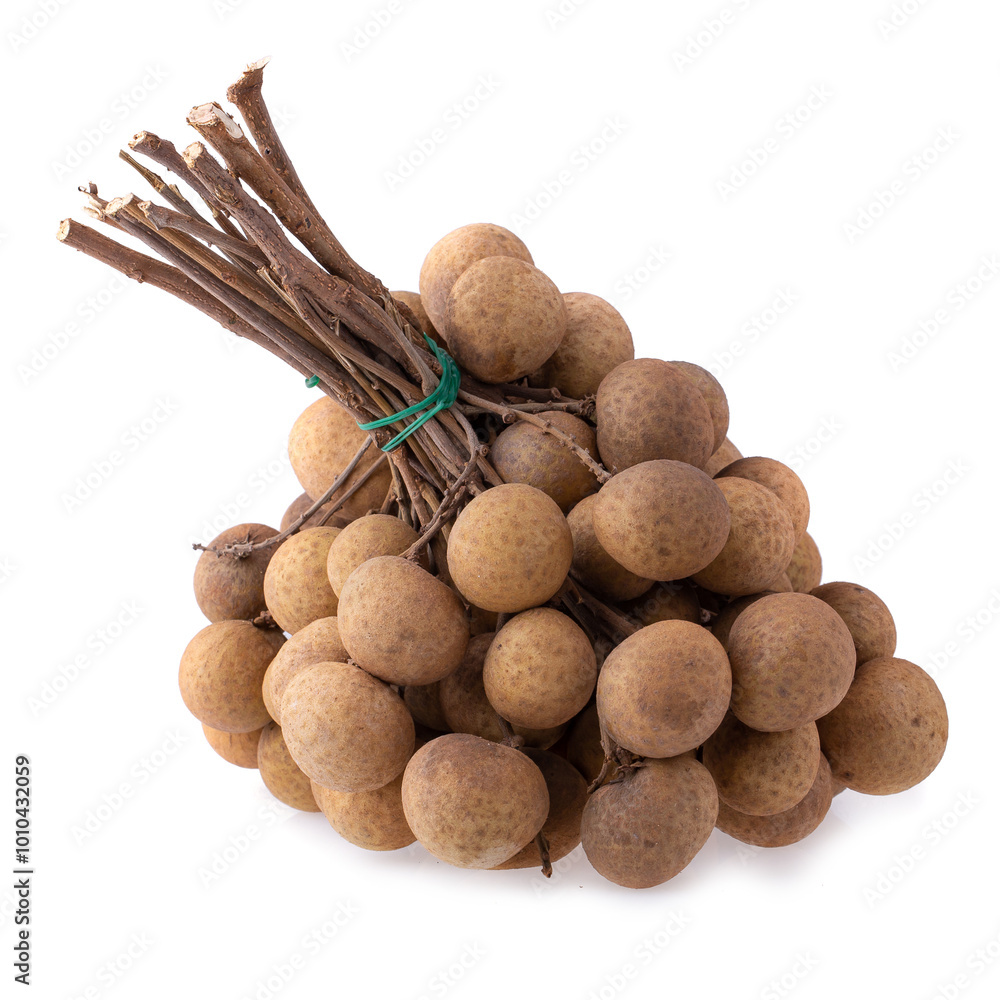 Poster fresh longan isolated on a white background