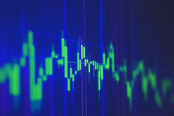 A green and blue financial chart depicting stock market fluctuations, symbolizing analysis, trading, and the dynamic nature of financial markets and investments.