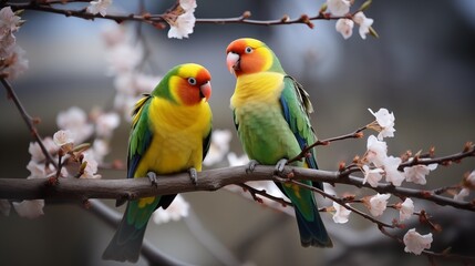 Fototapeta premium Attractive color pair of parrots