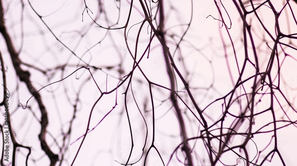 Poster silhouette of fragile bare branches against light background
