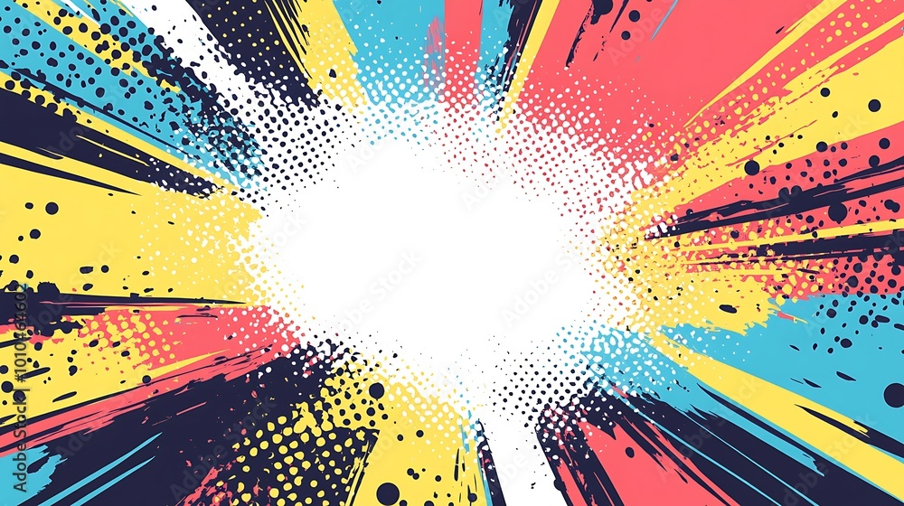 Poster abstract background with bright colors and a central white space.