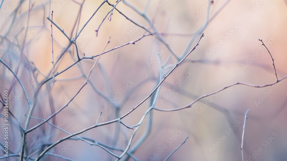 Poster leafless branches in sharp focus with soft background