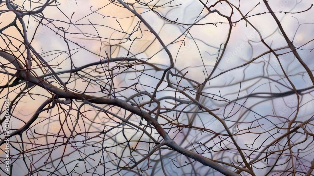 Poster Leafless Branches in Tangle Under Soft Focus