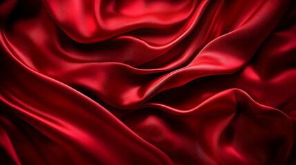 Obraz premium Abstract Red Silk Fabric Background with Soft Drapes and Smooth Texture