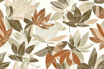 Fototapeta premium Seamless pattern background of geometric flower motifs in earthy, desaturated hues