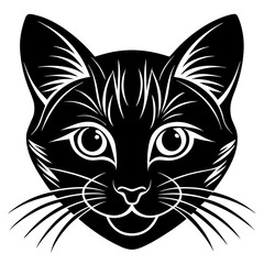 black cat head, silhouette vector illustration