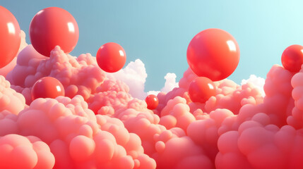 pink balloons in the sky, Generative AI - Powered by Adobe