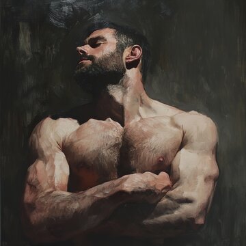 Muscular Man Portrait: A Study in Light and Shadow