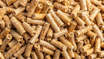 Extreme close-up of pellet biomass renewable fuel, green renewable sustainable economy
