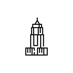 Skyscraper icon. Simple representation of a tall urban building, commonly used to denote business districts and modern city life. Vector illustration