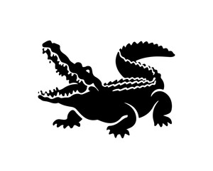 vector silhouette illustration of crocodile on white background
