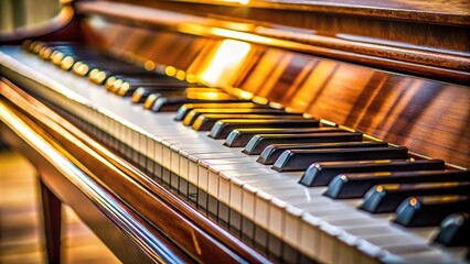 Extreme close-up shot of a piano keys