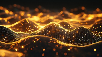 Golden Waves of Light with Sparkling Details