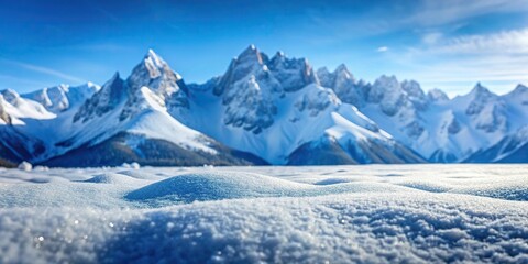 Obraz premium Extreme Close-Up winter landscape with snow capped mountains