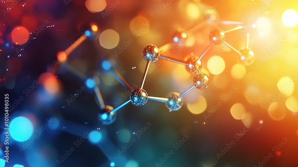 Poster abstract molecule structure with colorful background