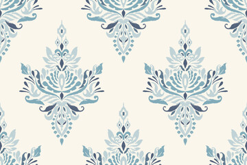 Ikat seamless pattern.blue tone