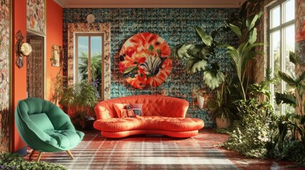 A vibrant symphony of bold colors, patterns, and textures dance together, as maximalism celebrates artistic freedom and richness in interior design.