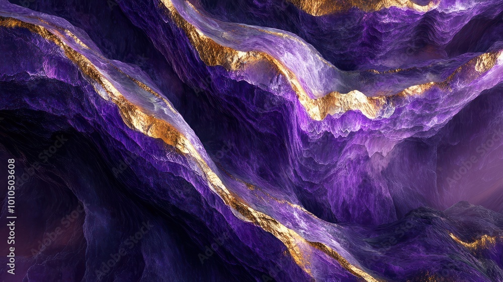 Poster Abstract background resembling a rock formation with purple and gold colors interlaced, creating a mesmerizing and unique visual experience