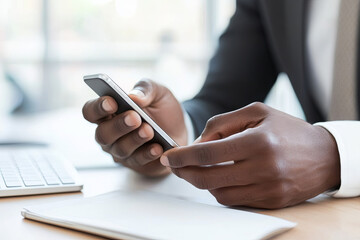 Fototapeta premium Businessperson typing a message on a mobile phone