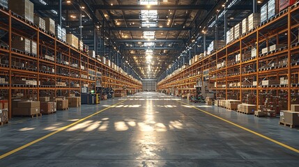 Fototapeta premium A futuristic warehouse using AR to visualize smart logistics, drone deliveries, and automated sorting