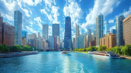 Naklejka premium Breathtaking Vibrant Cityscape and Skyline Stock Photo