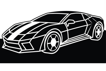 Dynamic futuristic sports car vector artwork design with sleek lines and modern style, perfect for printable graphics or digital use. Ideal for automotive, racing, and futuristic design enthusiasts.