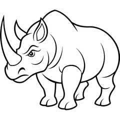 Intense Vector Art Featuring a Rhinoceros Charging with Its Horn Lowered in Nature
