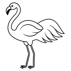 Captivating Vector Artwork Showcasing a Flamingo Spreading Its Wings in a Stunning Natural Habitat
