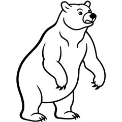 Fierce Grizzly Bear Upright in a Striking Vector Artwork

