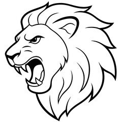 Bold Lion Roaring Loudly with Bared Teeth Vector Illustration Embodying Strength and Fearlessness
