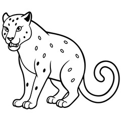 Fierce Crouched Snow Leopard Vector Illustration Capturing Raw Power in a Winter Wonderland
