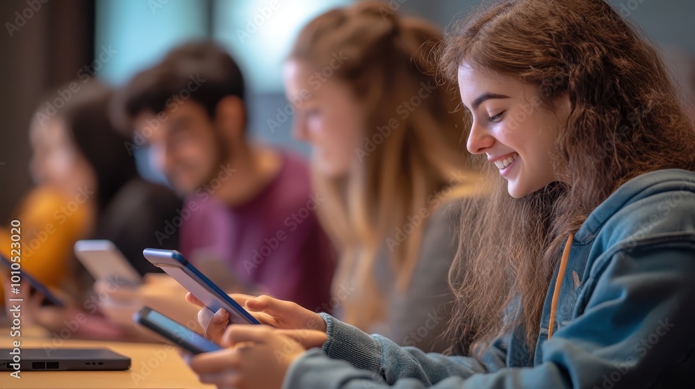 Aufkleber students engaging with bite-sized microlearning modules on their mobile devices.