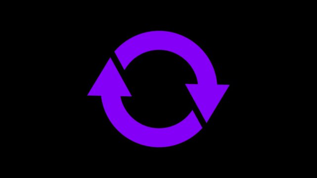 Recycle symbol, circle arrow icon set, reload, rotation, reset, loop sign, refresh button, black isolated on black
 background