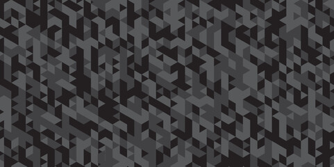 Abstract geometric black and gray cube background seamless mosaic and low polygon triangle texture wallpaper. geometric digital grayscale diamond overlap retro triangular business texture background.
