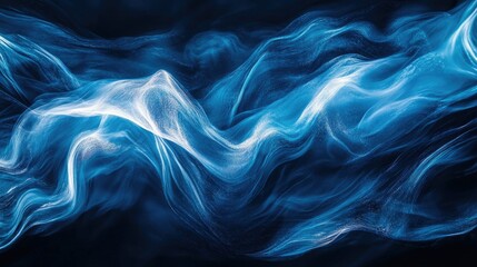 Fototapeta premium Vibrant blue abstract wave patterns flowing across the horizontal frame, creating a dynamic background