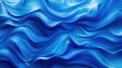 Obraz premium Vibrant blue abstract wave patterns in a horizontal layout, creating a smooth flowing background