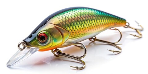 Fishing lure wobbler isolated on white background with depth of field