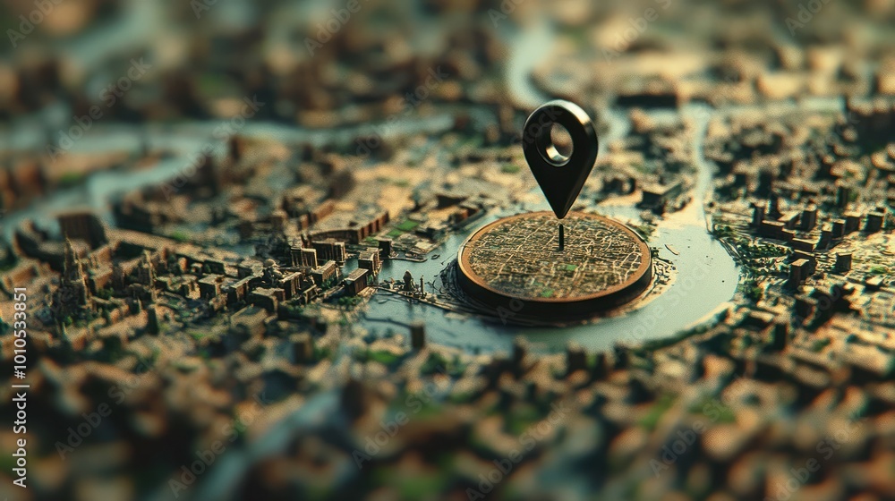 Poster act of marking a location on a map with a pin.