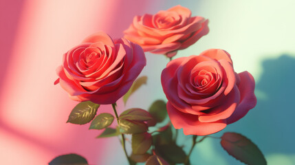 Fototapeta premium Roses on a colorful background